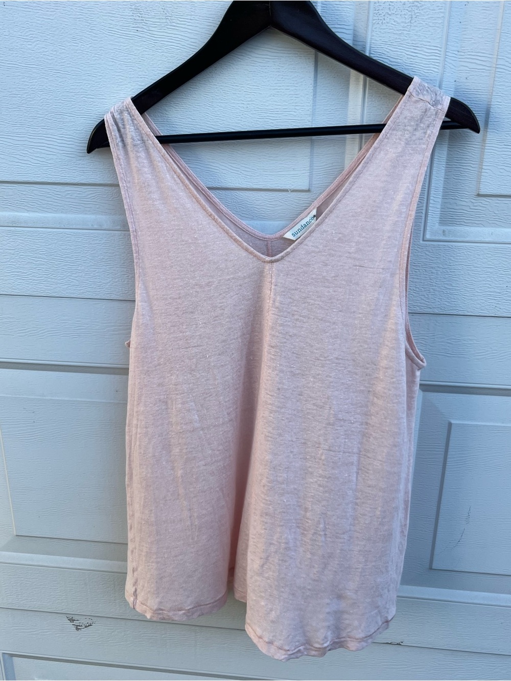 Sundance Soft Pale Pink V-Neck Linen Tank Top M/P
